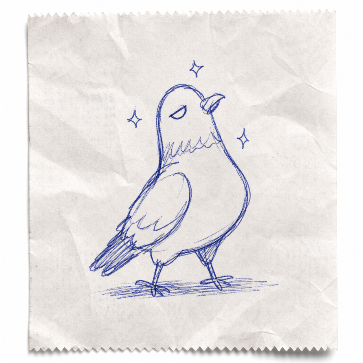 Receipt-Back Bird Doodle preview