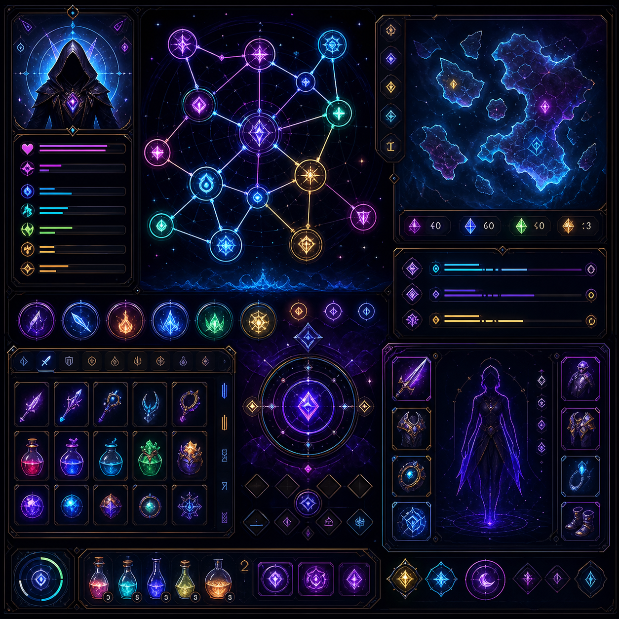 Neon Rune Game HUD preview